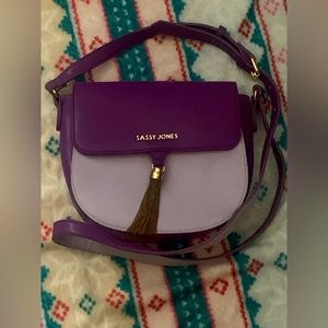 SASSY JONES purple cross body faux leather purse